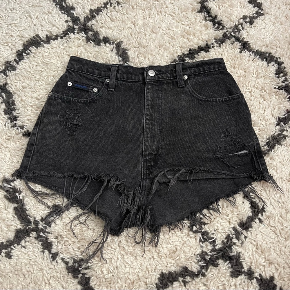 Black denim high waisted shorts